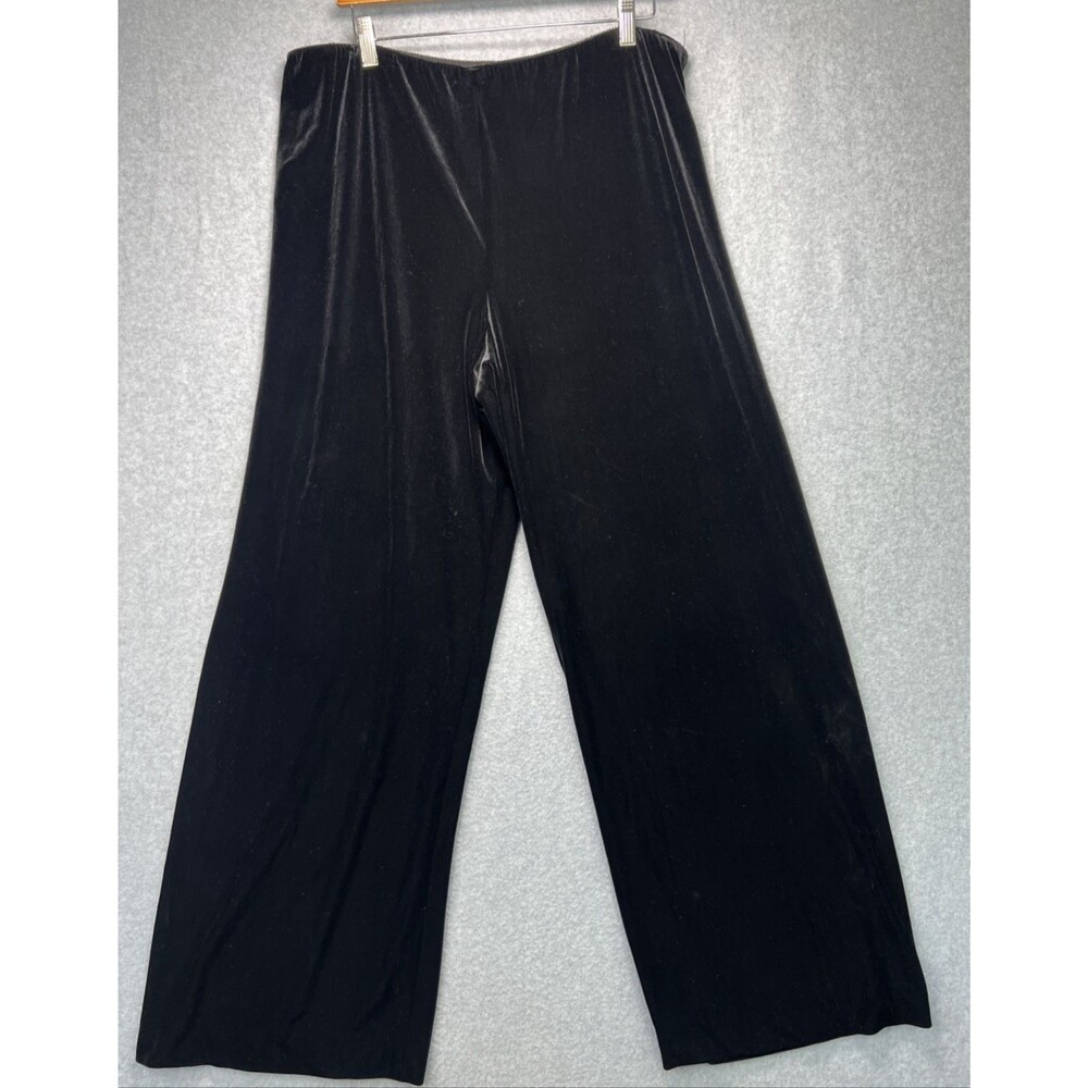 Vintage Alex Evenings Pants XL Black Velvet Velour Wide Leg Pull Up Trousers
